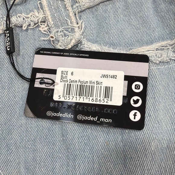 NWT Jaded London Denim Check Plaid Mix Peplum Mini Skirt Size 6 - Picture 4 of 9